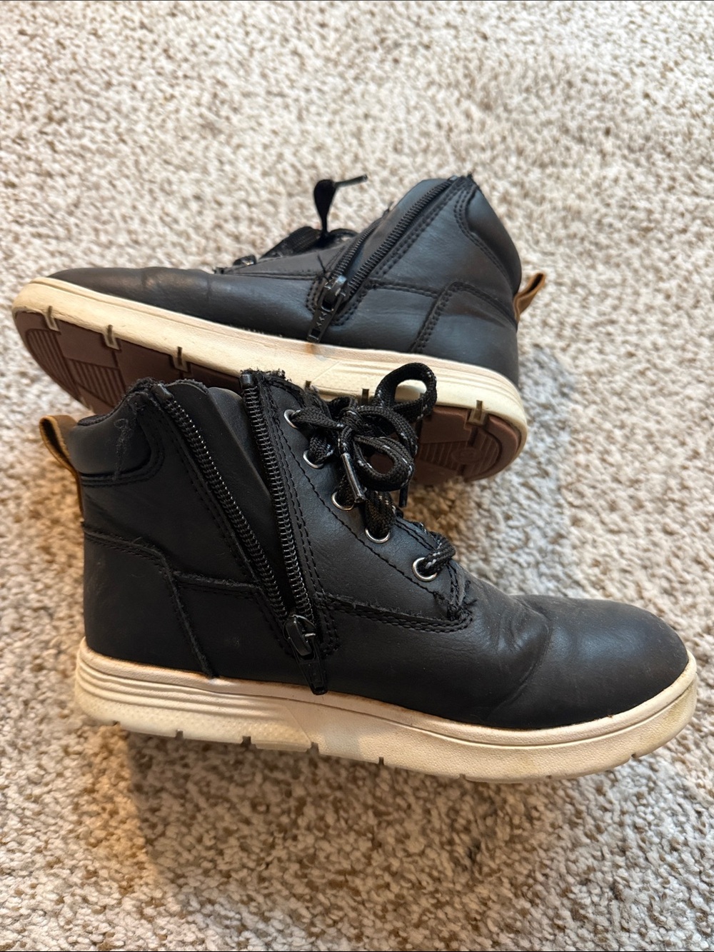 Cat & Jack Black High-Top Kids Boots with White Sole